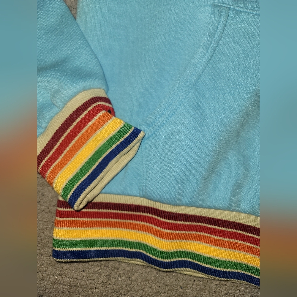 Like New Aviator Nation Blue Hoodie with Rainbow Zip Up - Picture 5 of 8